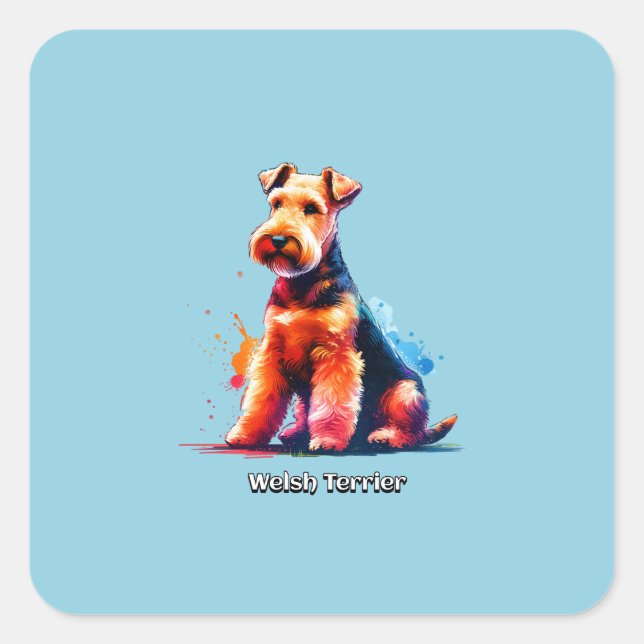 Welsh Terrier Dog Square Sticker (Front)