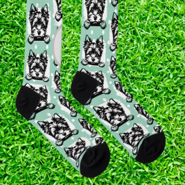 Welsh Terrier Green  Sock (Show your love for Welsh Terriers with these vibrant green socks. Comfortable, stylish, and perfect )