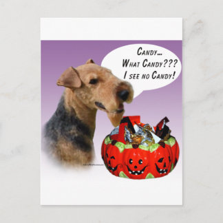 Welsh Terrier Halloween Candy Postcard