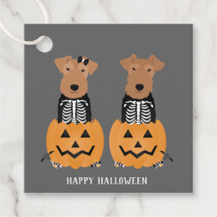 Welsh Terrier Halloween Skeleton Favor Tags