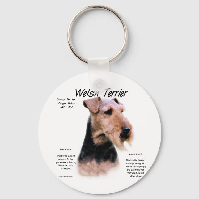 Welsh Terrier History; About Welsh Terriers Keychain (Front)