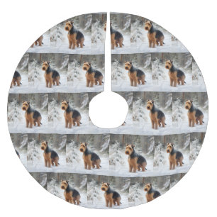Welsh Terrier Let It Snow Christmas Brushed Polyester Tree Skirt