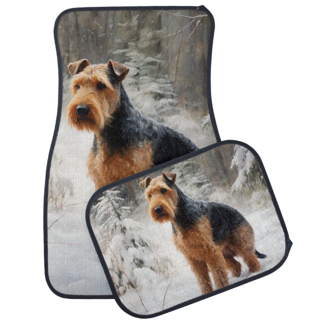 Welsh Terrier Let It Snow Christmas  Car Floor Mat (Set)