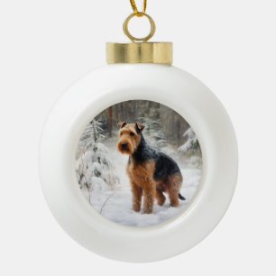 Welsh Terrier Let It Snow Christmas Ceramic Ball Christmas Ornament