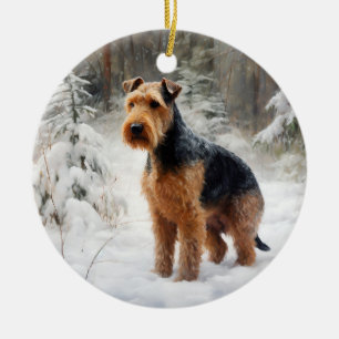 Welsh Terrier Let It Snow Christmas Ceramic Ornament