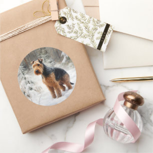 Welsh Terrier Let It Snow Christmas Classic Round Sticker
