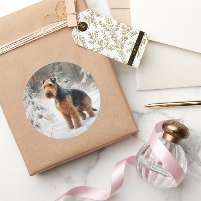 Welsh Terrier Let It Snow Christmas  Classic Round Sticker (Gifting)