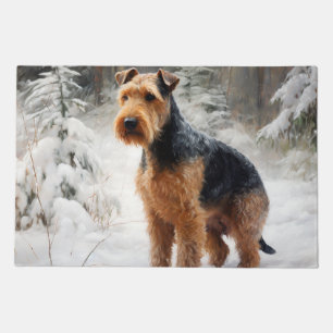 Welsh Terrier Let It Snow Christmas Doormat