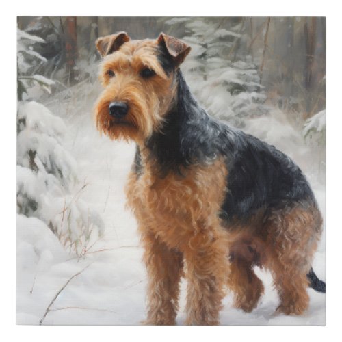 Welsh Terrier Let It Snow Christmas  Faux Canvas Print