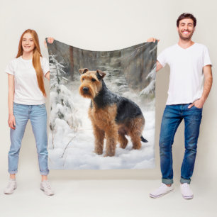 Welsh Terrier Let It Snow Christmas Fleece Blanket
