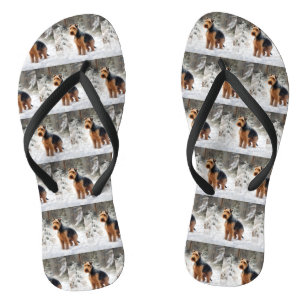 Welsh Terrier Let It Snow Christmas Flip Flops