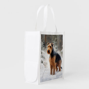 Welsh Terrier Let It Snow Christmas Grocery Bag