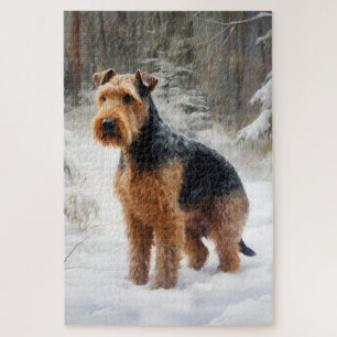 Welsh Terrier Let It Snow Christmas Jigsaw Puzzle