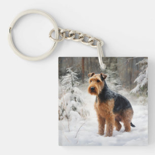 Welsh Terrier Let It Snow Christmas Keychain