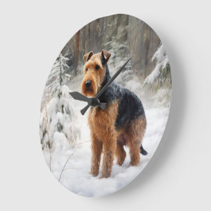 Welsh Terrier Let It Snow Christmas Large Clock