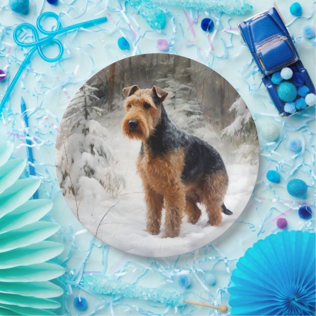 Welsh Terrier Let It Snow Christmas  Paper Plates (Party)
