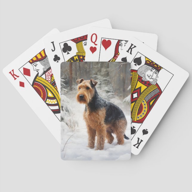 Welsh Terrier Let It Snow Christmas  Poker Cards (Back)