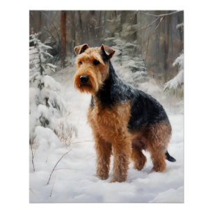 Welsh Terrier Let It Snow Christmas Poster