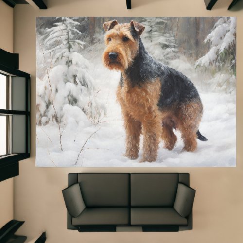 Welsh Terrier Let It Snow Christmas Rug