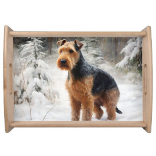 Welsh Terrier Let It Snow Christmas Serving Tray