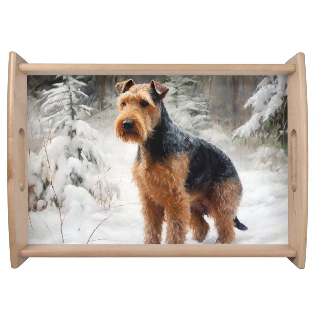 Welsh Terrier Let It Snow Christmas  Serving Tray (Front)
