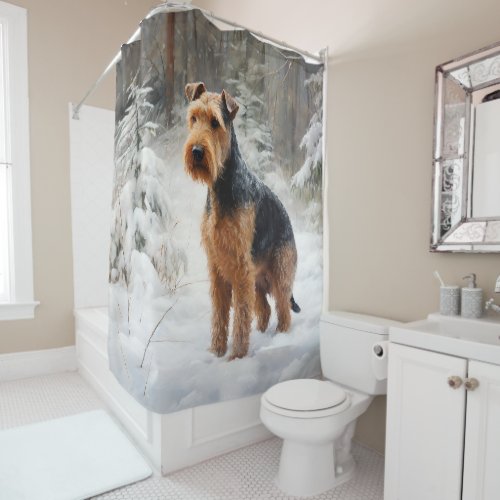 Welsh Terrier Let It Snow Christmas  Shower Curtain