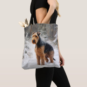 Welsh Terrier Let It Snow Christmas Tote Bag