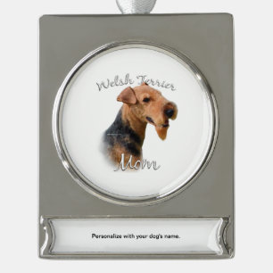 Welsh Terrier Mom 2 Silver Plated Banner Ornament