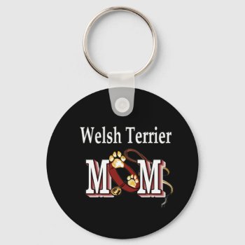 Welsh Terrier Mom Gifts Keychain by DogsByDezign at Zazzle