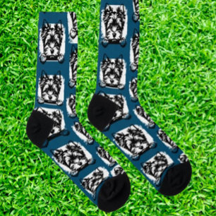Welsh Terrier Navy Puppy Personalized Theme Socks