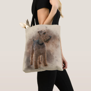 Welsh Terrier on a Mottled Brown Background Tote Bag