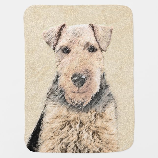 Welsh Terrier Painting - Cute Original Dog Art Baby Blanket (Front)