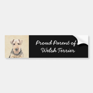 Welsh Terrier Painting - Cute Original Dog Art Bumper Sticker