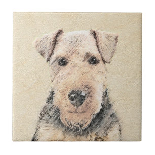 Welsh Terrier Painting - Cute Original Dog Art Ceramic Tile