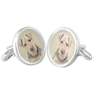 Welsh Terrier Painting - Cute Original Dog Art Cufflinks