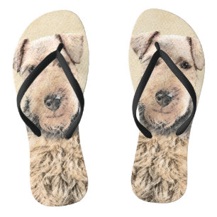 Welsh Terrier Painting - Cute Original Dog Art Flip Flops