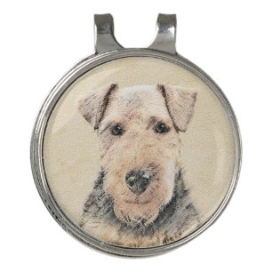 Welsh Terrier Painting - Cute Original Dog Art Golf Hat Clip