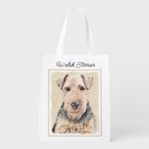Welsh Terrier Painting - Cute Original Dog Art Gro Grocery Bag