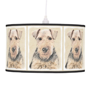 Welsh Terrier Painting - Cute Original Dog Art Hanging Lamp
