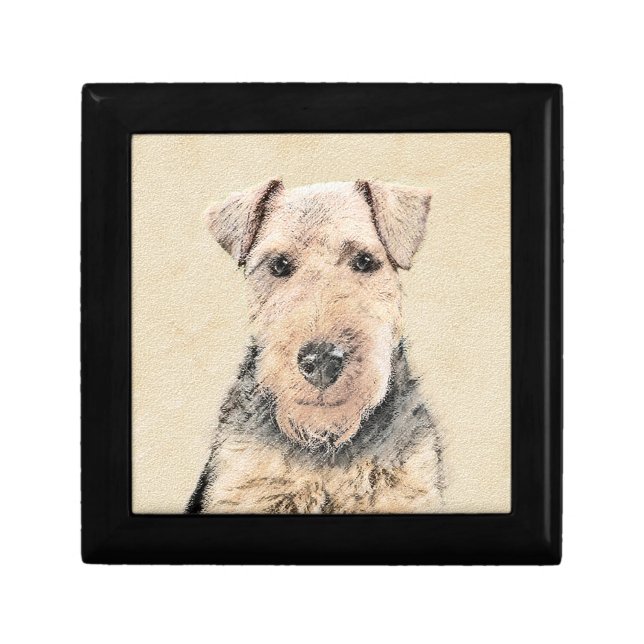 Welsh Terrier Painting - Cute Original Dog Art Keepsake Box (Front)
