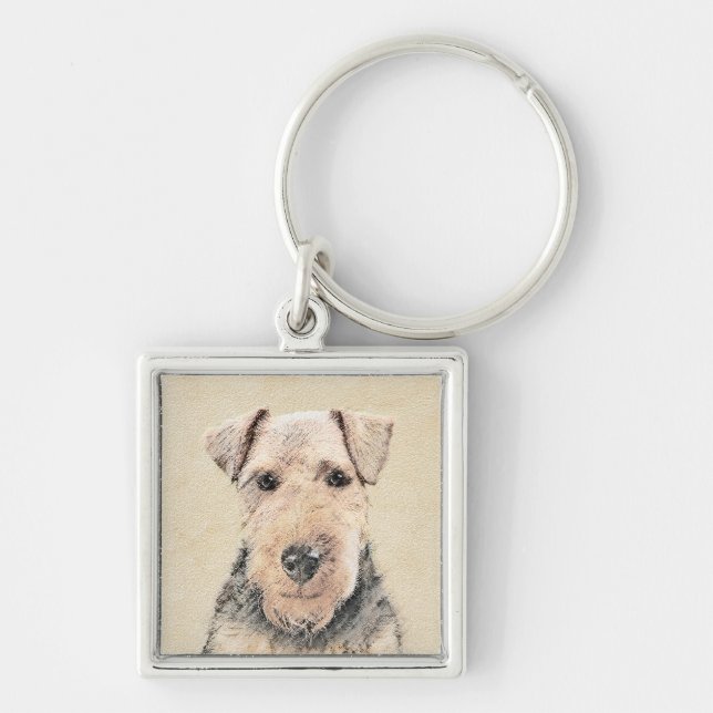 Welsh Terrier Painting - Cute Original Dog Art Keychain (Front)