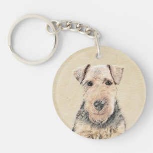 Welsh Terrier Painting - Cute Original Dog Art Keychain