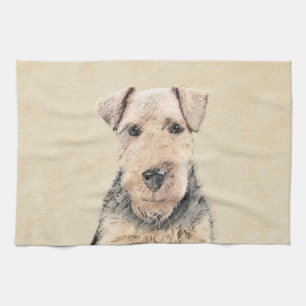 Welsh Terrier Painting - Cute Original Dog Art Kitchen Towel