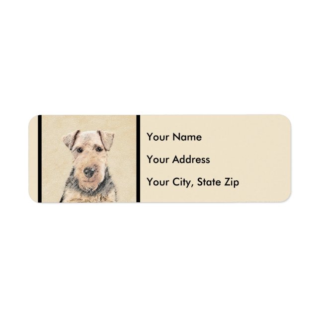 Welsh Terrier Painting - Cute Original Dog Art Label (Front)