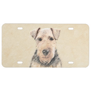 Welsh Terrier Painting - Cute Original Dog Art License Plate