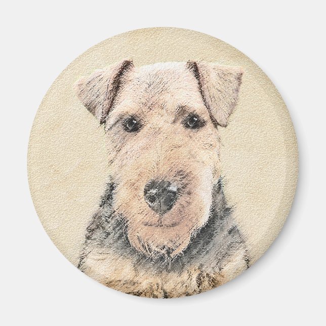 Welsh Terrier Painting - Cute Original Dog Art Magnet (Front)