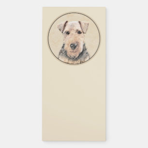 Welsh Terrier Painting - Cute Original Dog Art Magnetic Notepad