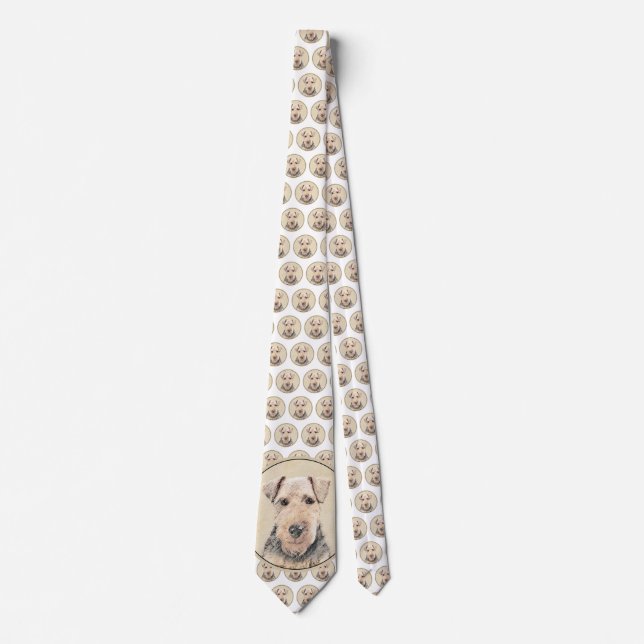 Welsh Terrier Painting - Cute Original Dog Art Neck Tie (Front)