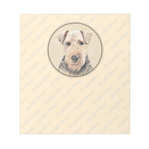 Welsh Terrier Painting - Cute Original Dog Art Notepad