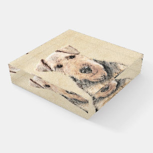 Welsh Terrier Painting - Cute Original Dog Art Paperweight